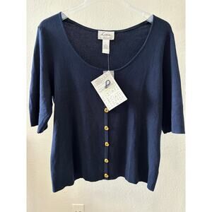 Linea by Louis Dell'Olio Silk Sweater Top Plus 1X Size Old Money Preppy …